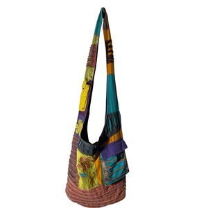 Patchwork Razor Cut Hippie Bohemian Earthtone Shoulder Sling Free Spirit Western